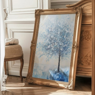 Blått Träd Calming Wall Art Fototryck