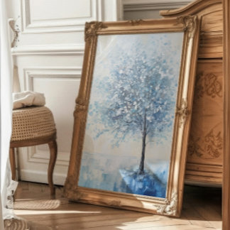 Blått Träd Calming Wall Art Fototryck