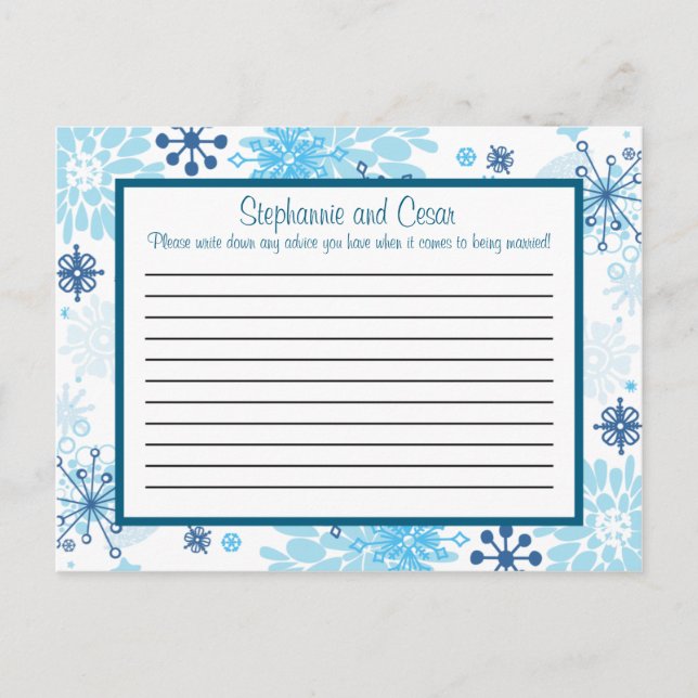 Blått Träd/Snöflingor Rådkort (Framsida)