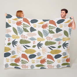 Blått trendig med höst färger löv-färgad orange fleecefilt