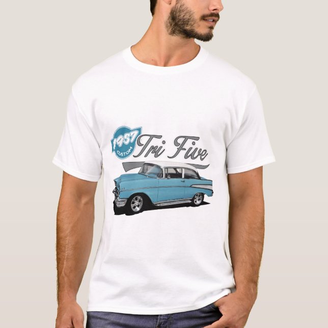 Blått Tri fem T Shirt (Framsida)