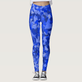 Blått Triangelmönster Leggings