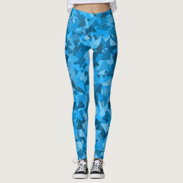 Blått Triangelmönster Leggings