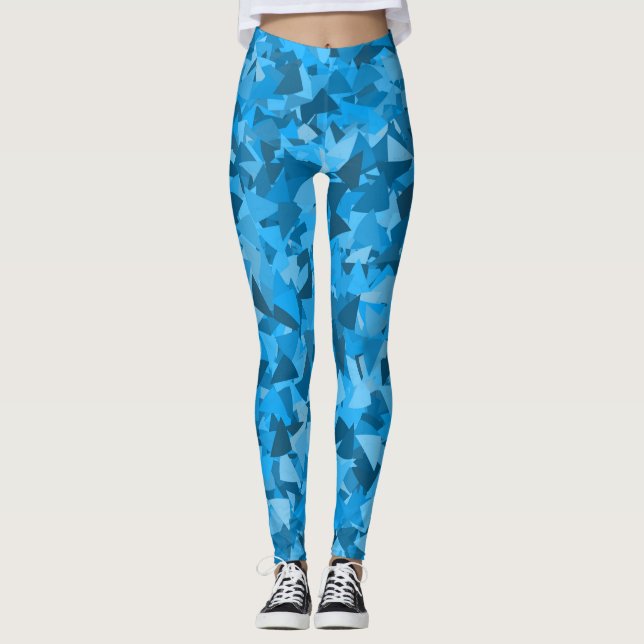 Blått Triangelmönster Leggings (Framsida)