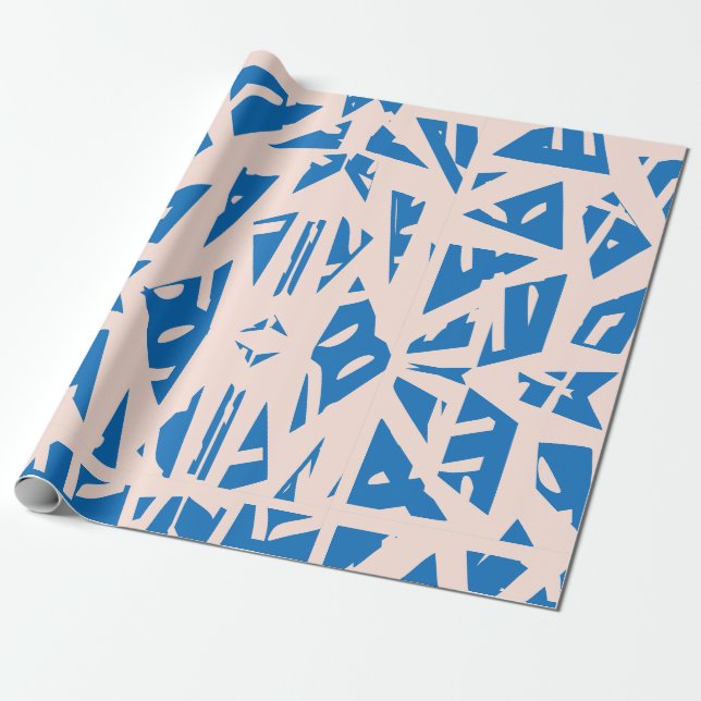 Blått triangelmönster presentpapper (Utrullad)