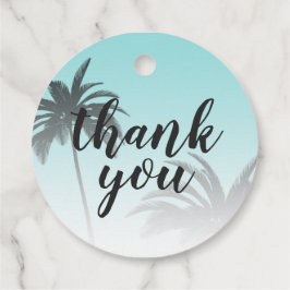 Blått Tropiskt Handflatan Träd-stranden Tack Bröll Gåvor Etiketter