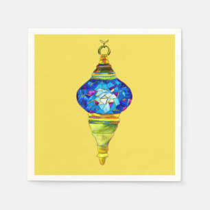 Blått turkiskt lampa, mosaikkonst, vattenfärg pappersservett