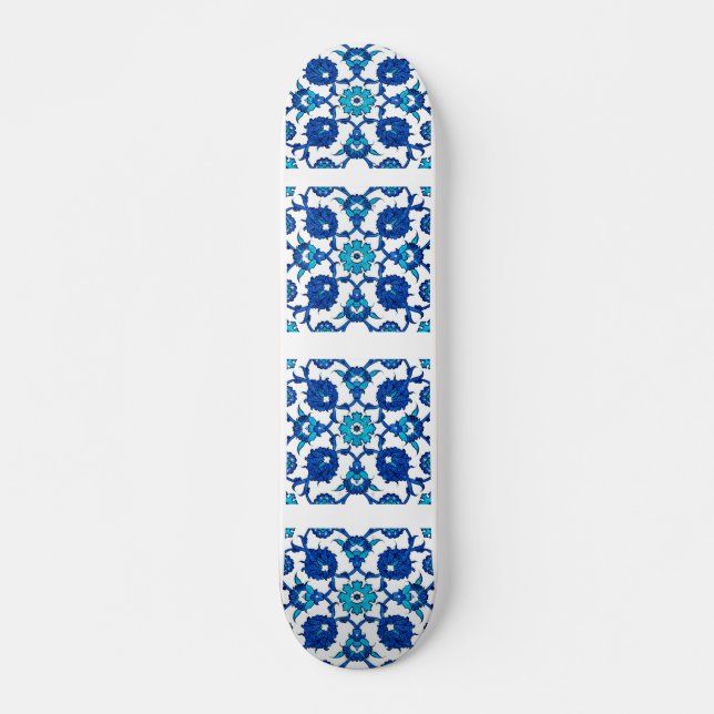 Blått turkiskt mönster Souvenir Mini Skateboard Bräda 18,5 Cm (Framsida)
