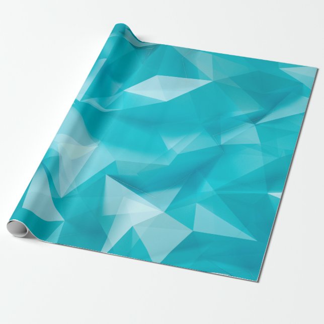Blått, turkos, bakgrund med kristaller, triangel presentpapper (Utrullad)