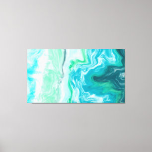 Blått, turkos Sea Vågar Digital Fluid Art Canvastryck