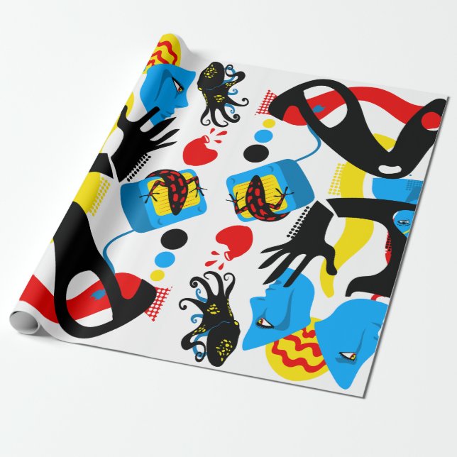 Blått TV Presentpapper (Utrullad)