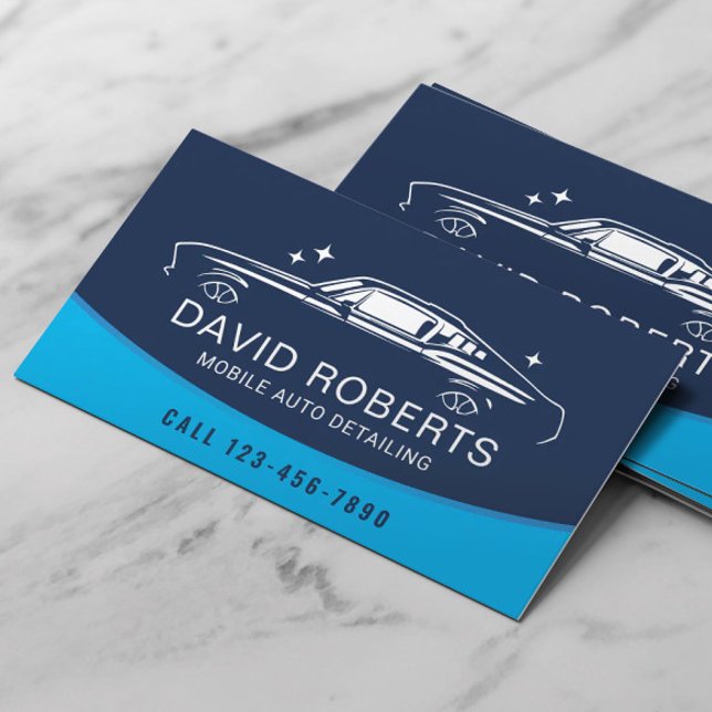 Blått Tvätta för Mobile Auto Detfying Car Blue Visitkort (Skapare uppladdad)