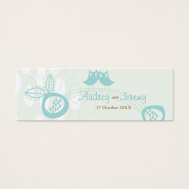 Blått Uggla i Kärlek Anpassningsbar Tack Gift-Märk Litet Visitkort (Framsidan)
