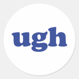 Blått Ugh-brev vitt Runt Klistermärke