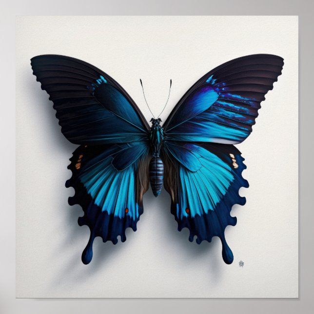 Blått Ulysses Butterfly Art Print Poster (Framsidan)