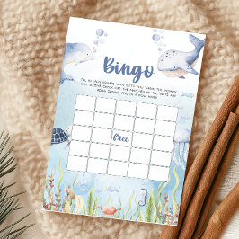 Blått Under Havet Baby Shower Bingo Spel