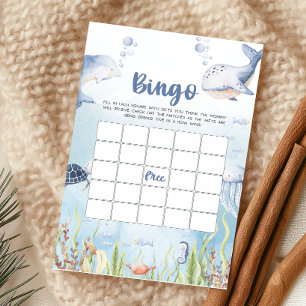 Blått Under Havet Baby Shower Bingo Spel
