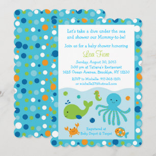 Blått under Sea Baby Shower Inbjudningar