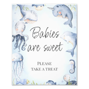 Blått under Sea Boys Baby Shower Bord-skylten Fototryck