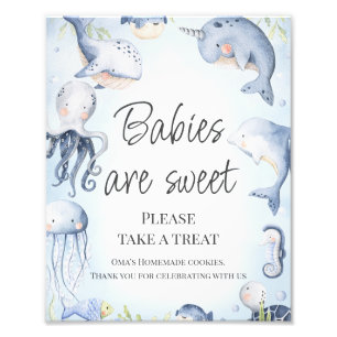 Blått under Sea Boys Baby Shower Bord-skylten Fototryck