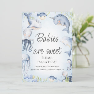 Blått under Sea Boys Baby Shower Bord-skylten Inbjudningar