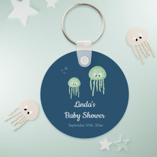 Blått under Sea Jellyfish Baby Shower Nyckelring