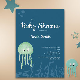 Blått under Sea Jellyfish Boy Shower Inbjudningar