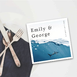 Blått undervattenskablokt för havshajar pappersservett