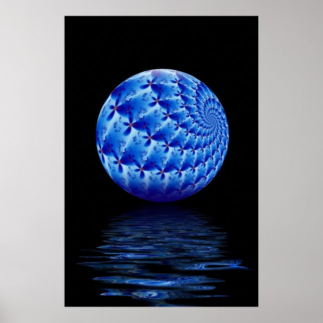 Blått uppehållet blanksteg Fractal Skriv ut Poster (Framsidan)