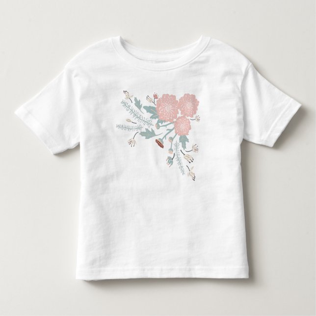 Blått upprepa Blommigt för lekfull Rosa Skriv ut T Shirt (Framsida)
