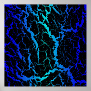 Blått utrymme - Lava - blått/cyan Poster