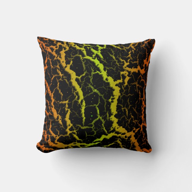 Blått utrymme - Lava - Orange/kalk Kudde (Framsida)