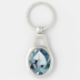 Blått utseende Blått Grått-design med liten diamet Ovalt Silverfärgad Nyckelring