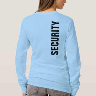 Blått utskrift av kvinnans säkerhetstjorta längst t shirt