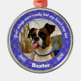 Blått utskrift av personlig Hund PM Julgransprydnad Metall