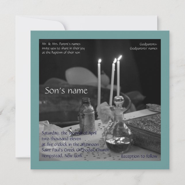 Blått Vaftisi Inbjudningar (Framsida)