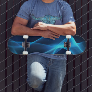 Blått vågar i glödande ljus mini skateboard bräda 18,5 cm
