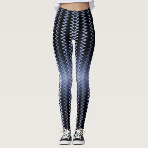 Blått Vågigt dekorfärg för Mönster Leggings