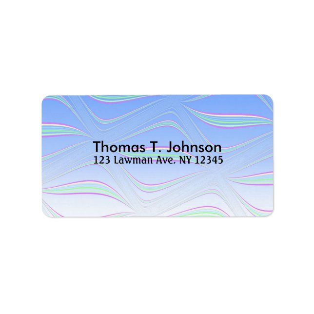 Blått Vågigt rektangulär teckning Adressetikett (Framsidan)