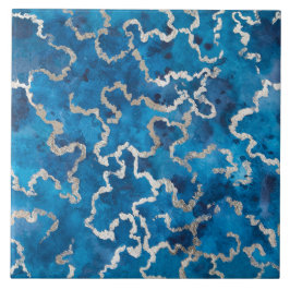 Blått Vågigt vattenfärg Struktur Kakelplatta