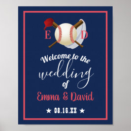 Blått välkomnande av Baseball Theme Sports Bröllop Poster