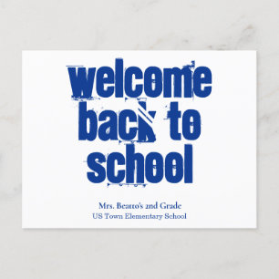 Blått välkomstkort för Back to school Vykort