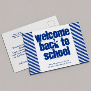 Blått välkomstkort för Back to school Vykort