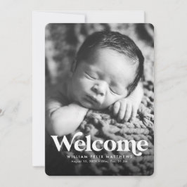 Blått välkomstmeddelande om födsel i lodrät meddelande