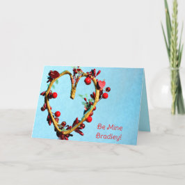 Blått vara min för Valentineser med ljushörda hjär Helgkort