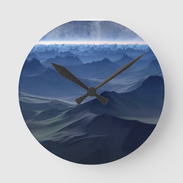 Blått världsljus för kaffepelare i tekanna mugg so rund klocka (Framsida)