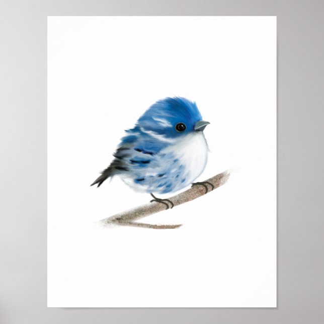 Blått varningsarfågel Skriv ut Poster (Framsidan)