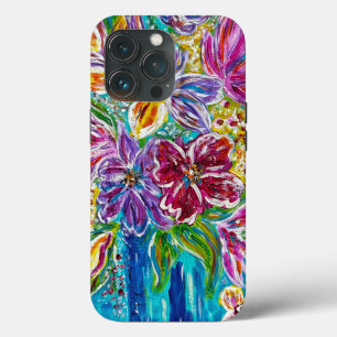 Blått Vas-Blommigt iPhone/iPad-fall