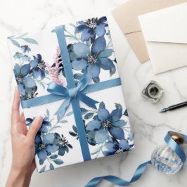 Blått vatten, Flora Mönster Presentpapper