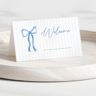 Blått Vattenfärg Babyshower med Slinga Placeringskort